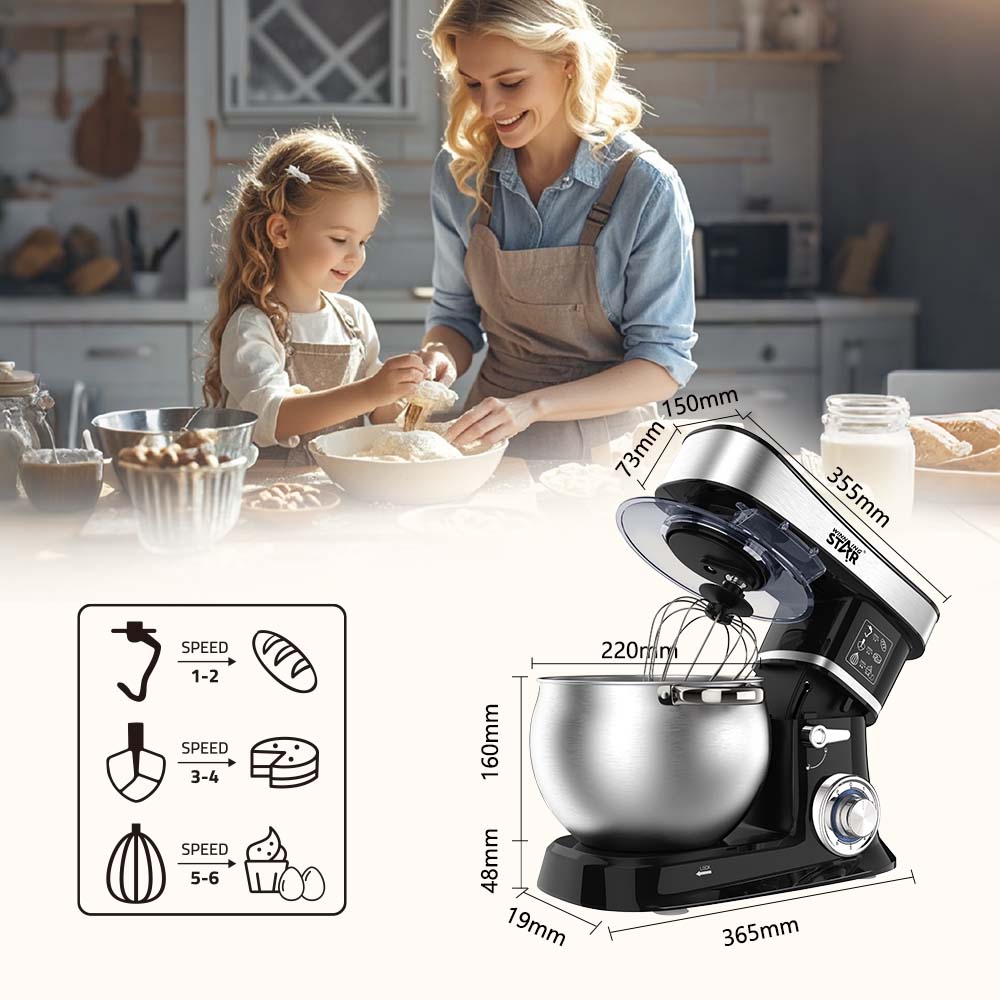 Winning Star ST-5303 6L High Quality 6 Speed Kitchen Stainless Steel Stand Mixer for Baking - Image 4