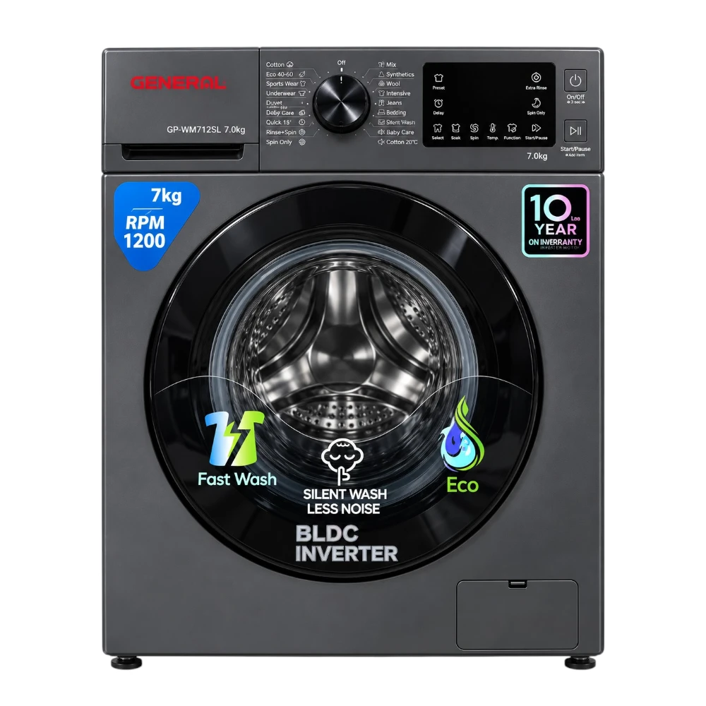 General 7KG Front Load Washing Machine – Dark Grey/white