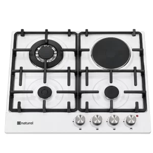 Naturel Built-in Hob White 4-Zone Gas & Electric Cooktop